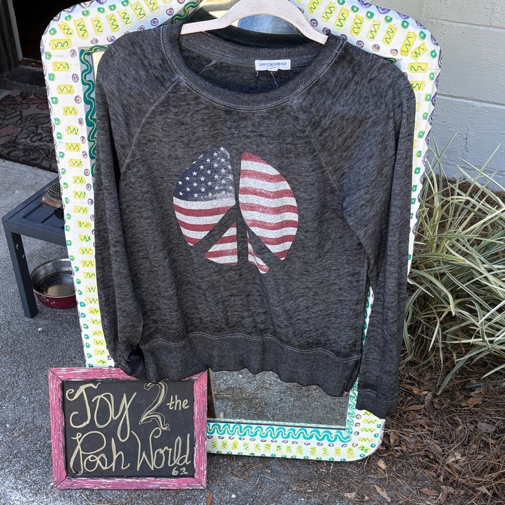 Greyson Threads Charcoal Peace Sign Sweatshirt